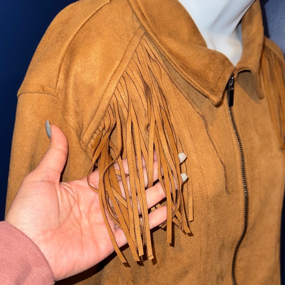 Sportelle-NWT Women's Cognac Fringe Jacket Size Large - Picture 8 of 17